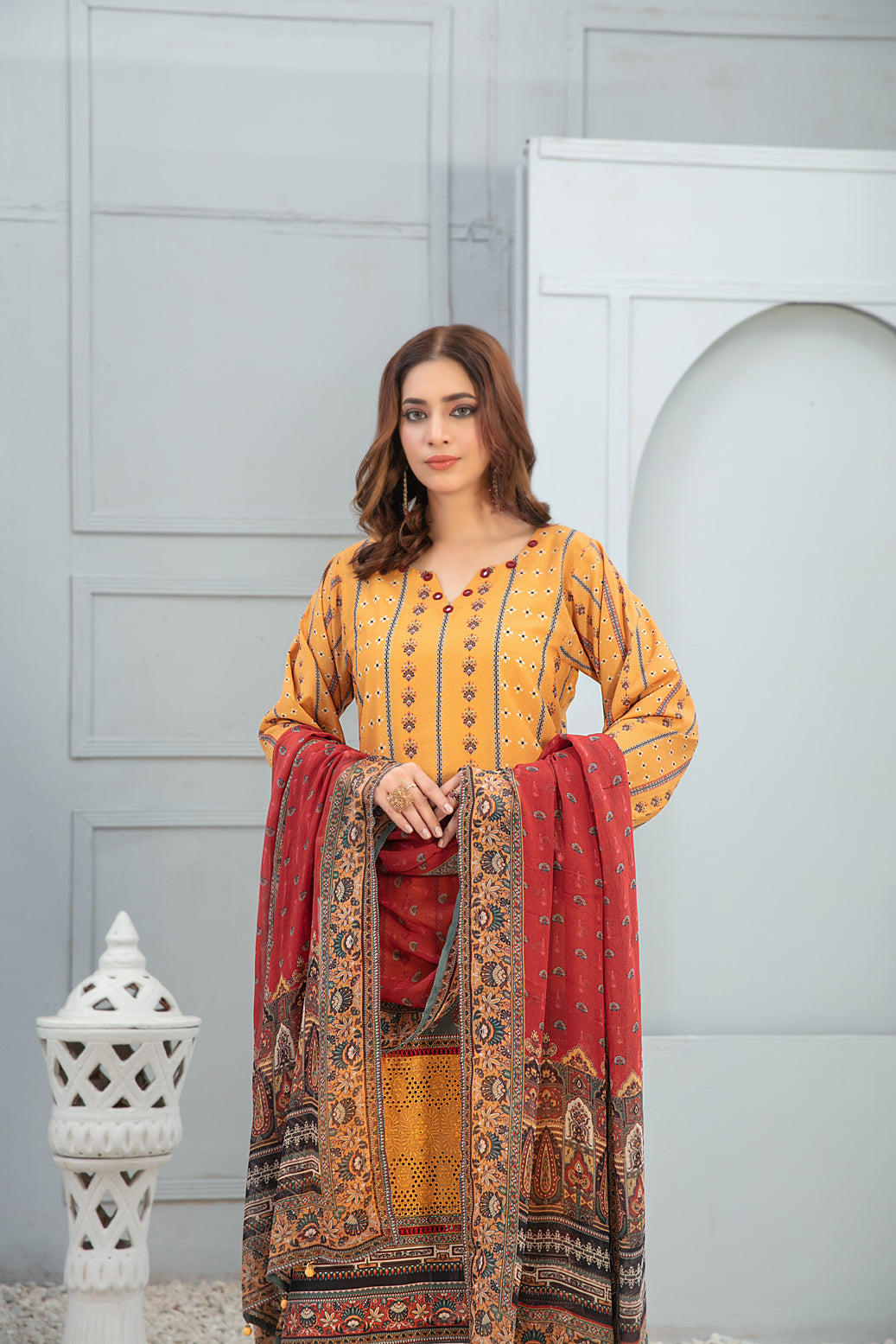 TAWAKKAL FABRICS 3 PIECE STITCHED LAWN SUIT D-7256