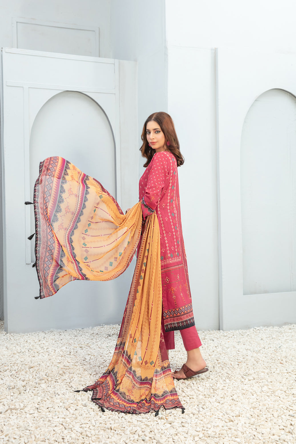 TAWAKKAL FABRICS 3 PIECE STITCHED LAWN SUIT D-7263