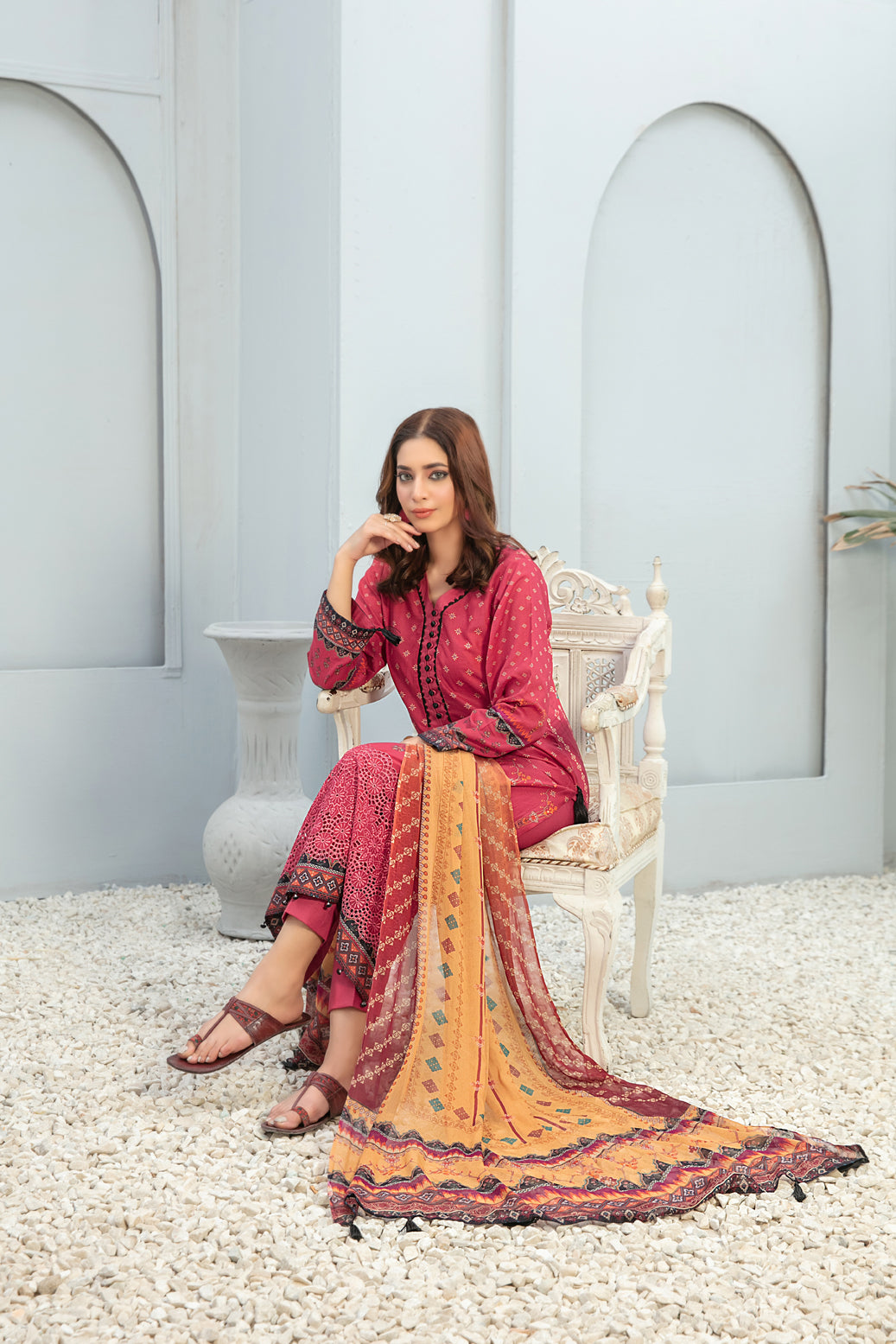 TAWAKKAL FABRICS 3 PIECE STITCHED LAWN SUIT D-7263