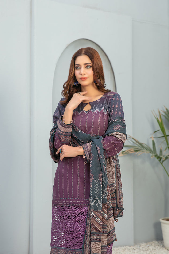 TAWAKKAL FABRICS 3 PIECE STITCHED LAWN SUIT D-7261