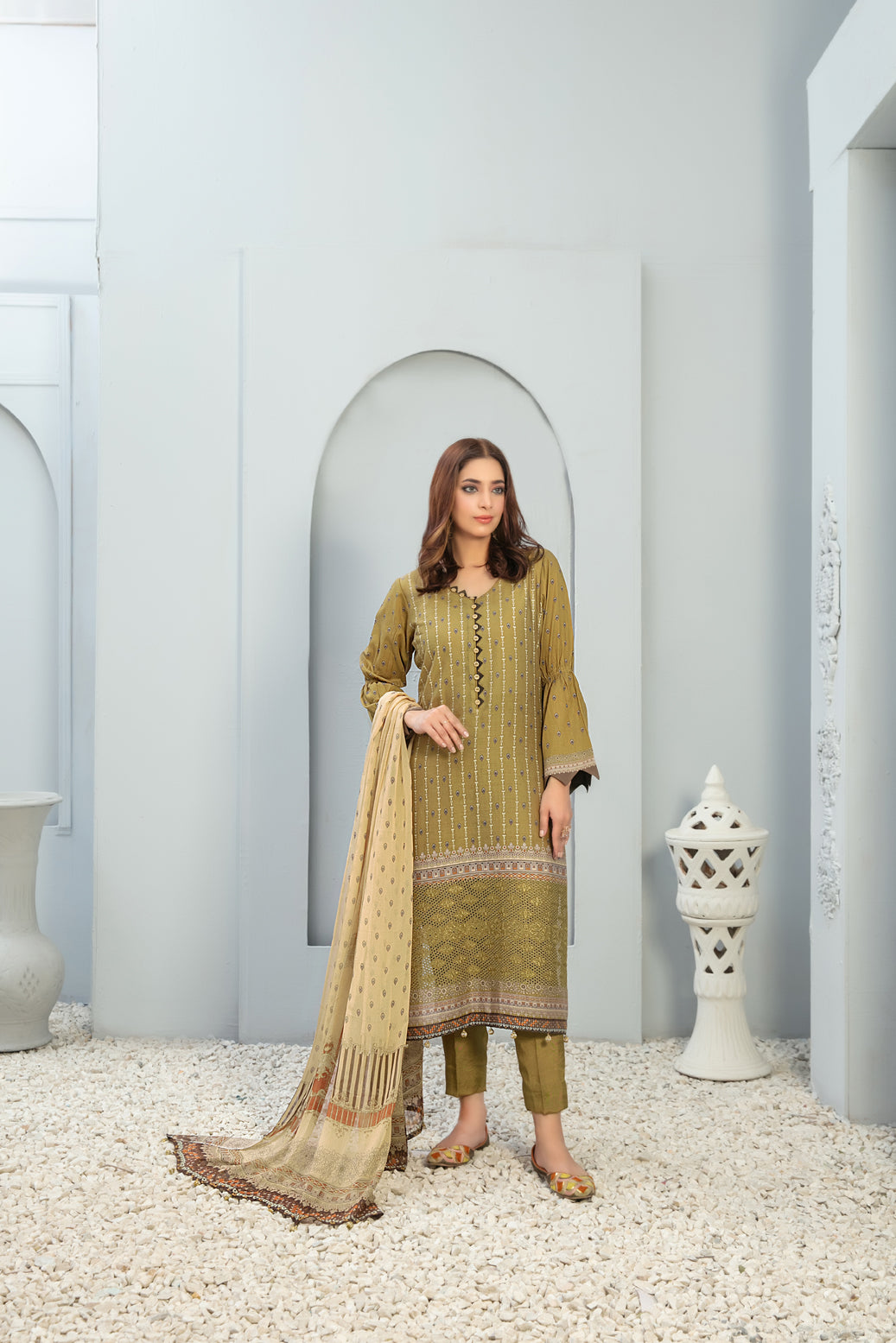 TAWAKKAL FABRICS 3 PIECE STITCHED LAWN SUIT D-7254