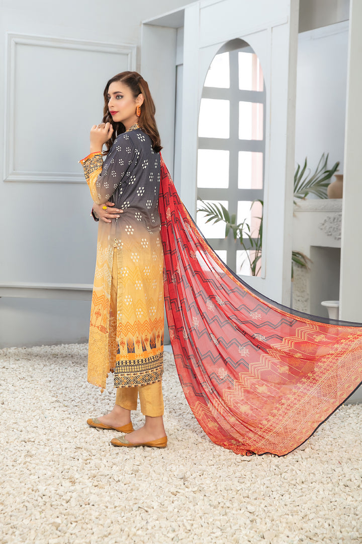 TAWAKKAL FABRICS 3 PIECE STITCHED LAWN SUIT D-7253