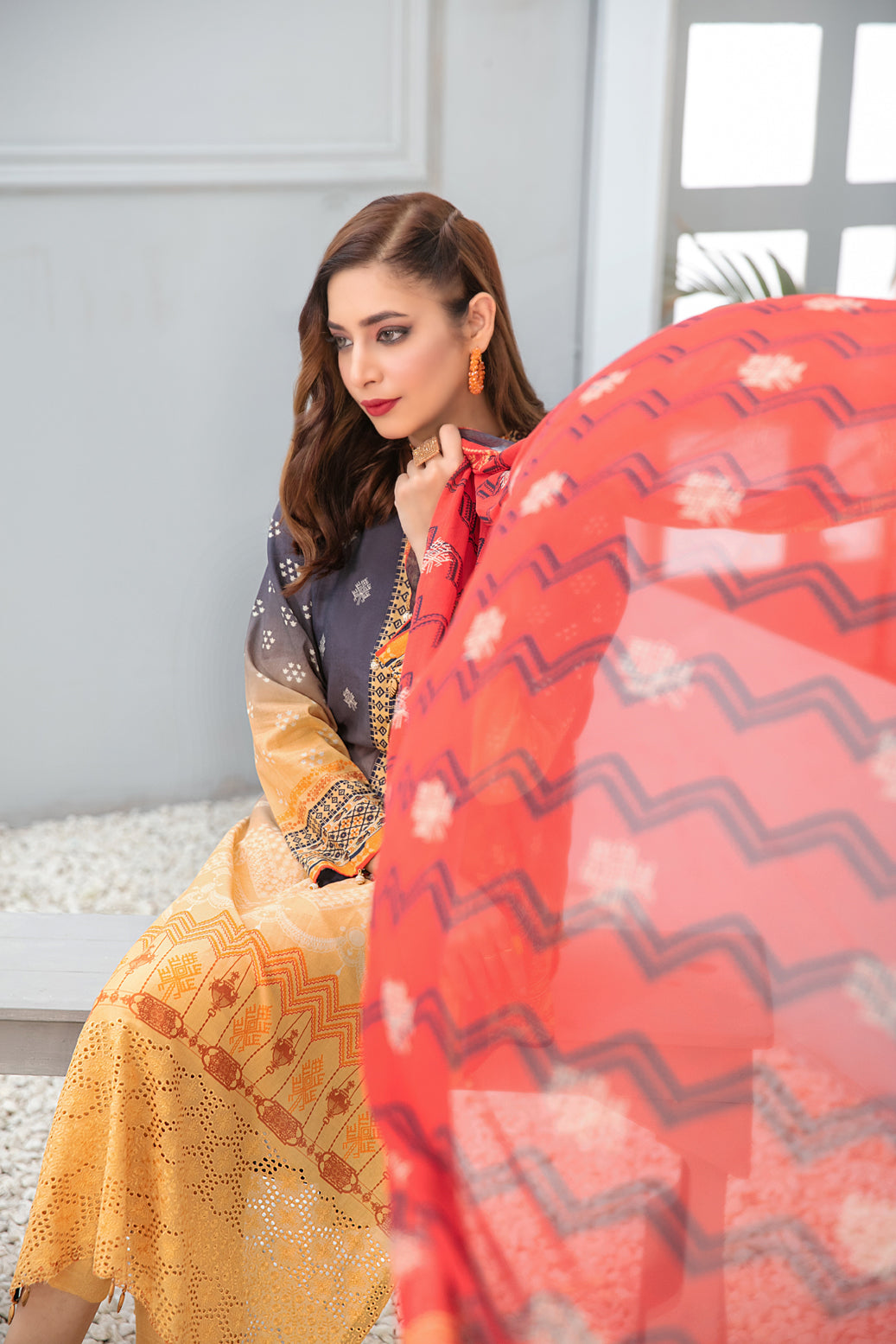 TAWAKKAL FABRICS 3 PIECE STITCHED LAWN SUIT D-7253