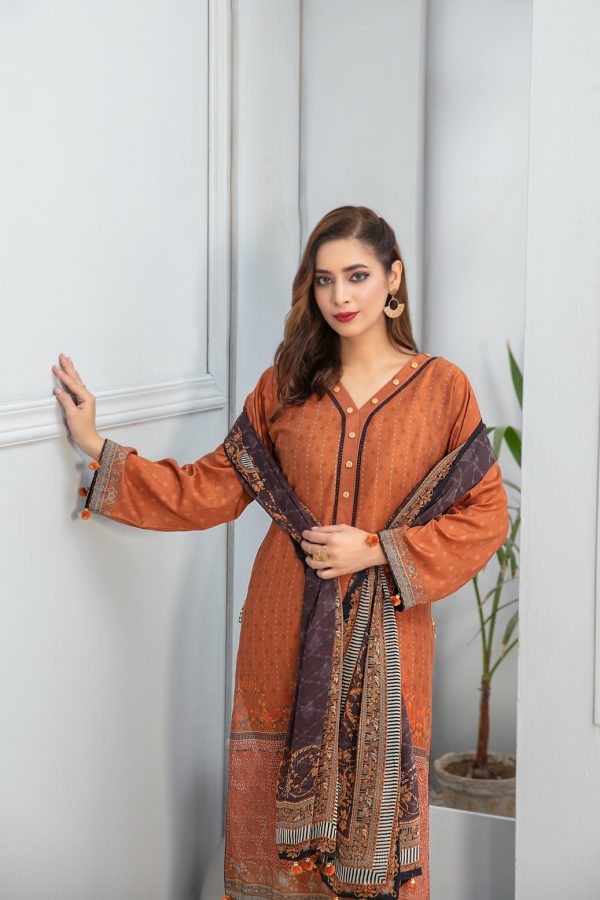 TAWAKKAL FABRICS 3 PIECE STITCHED  LAWN SUIT D-7255