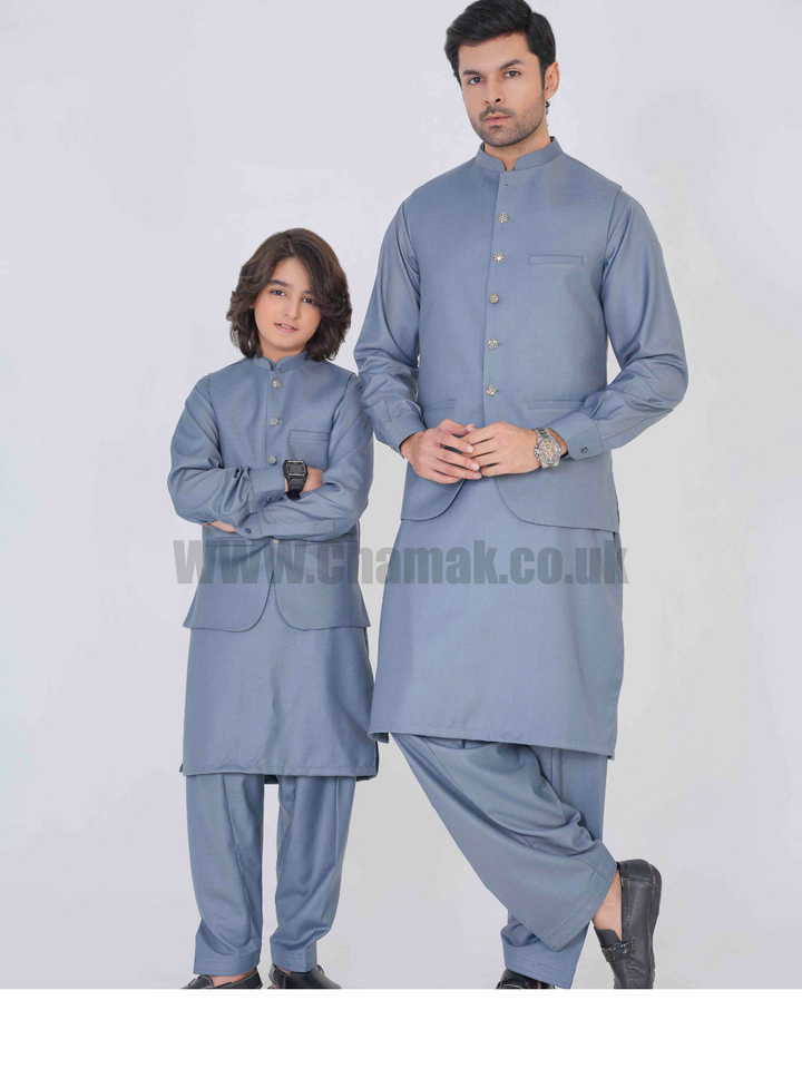 Men's & Boys WaistCoat & Kameez Shalwar Set MZ-205