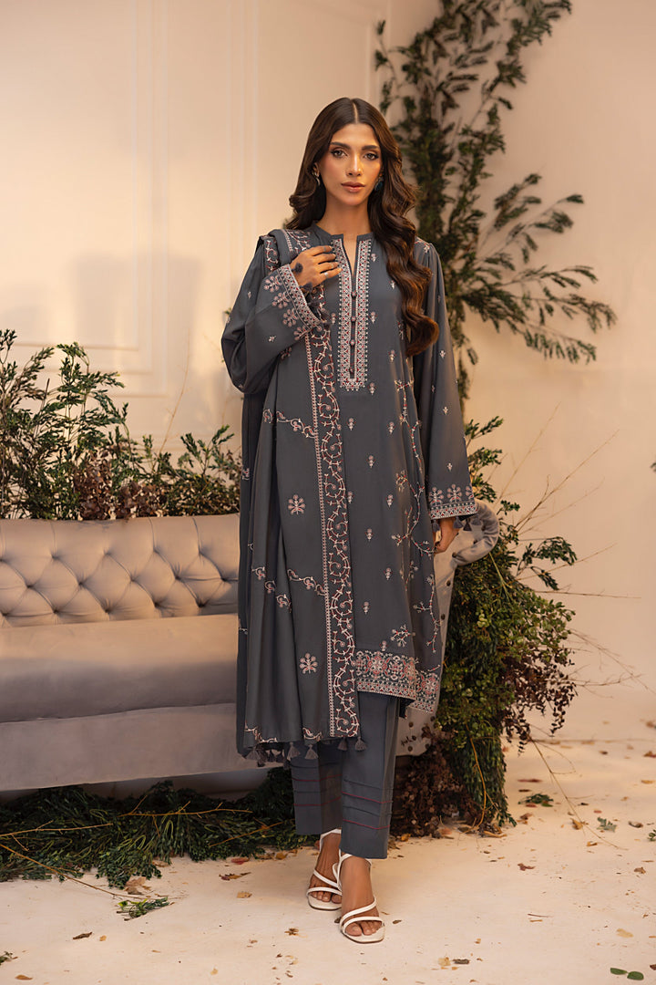 LAKHANY 03 Piece Unstitched Embroidered Cashmi wool  LG-SK-0237