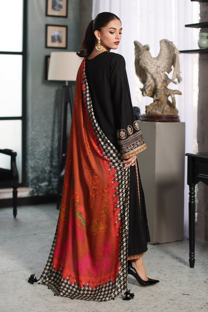 Charizma Embroidered Leather & Printed Wool Shawl