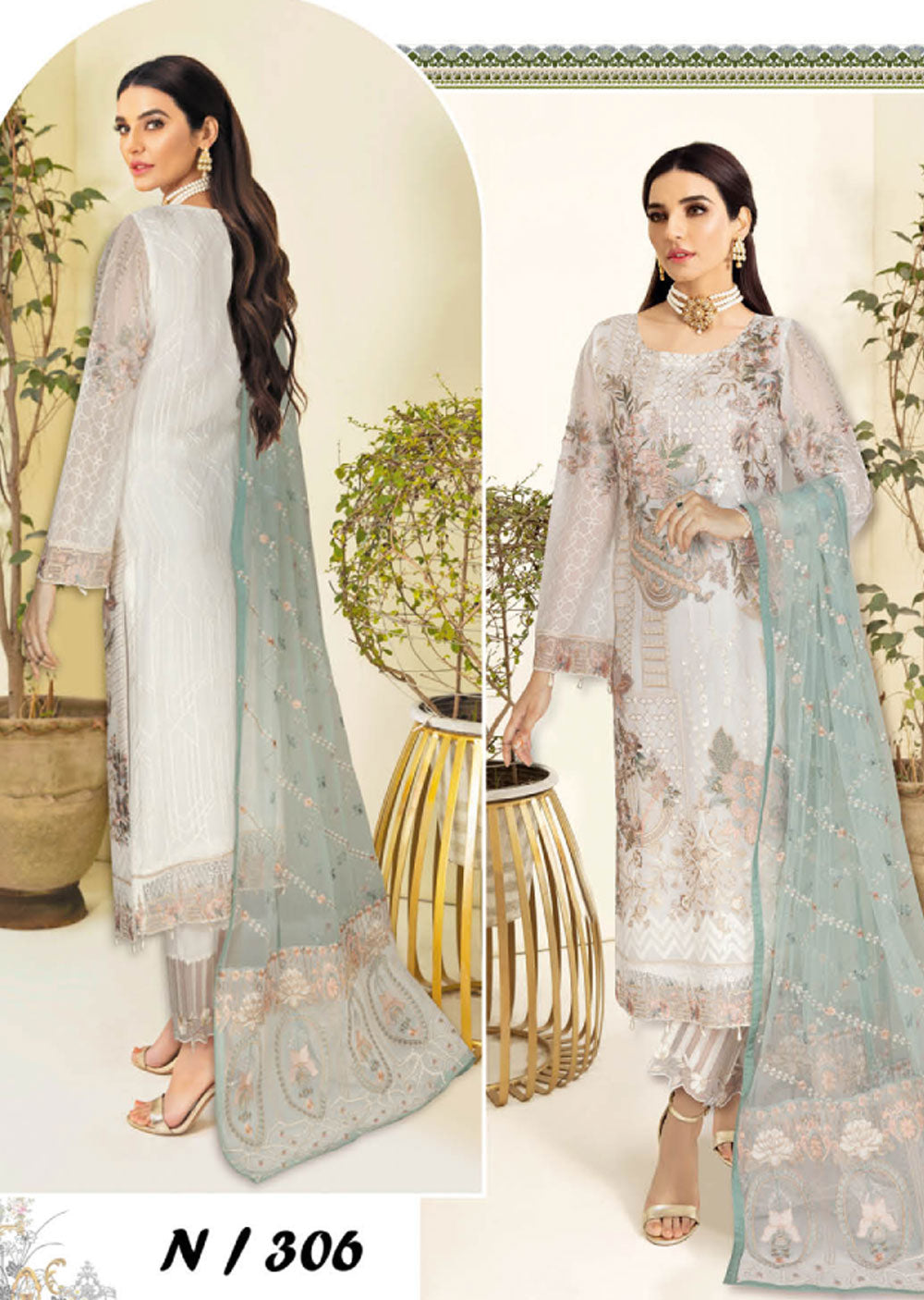 N-1306 - Nayab Weightless Chiffon Collection by Ramsha Vol 03 2023