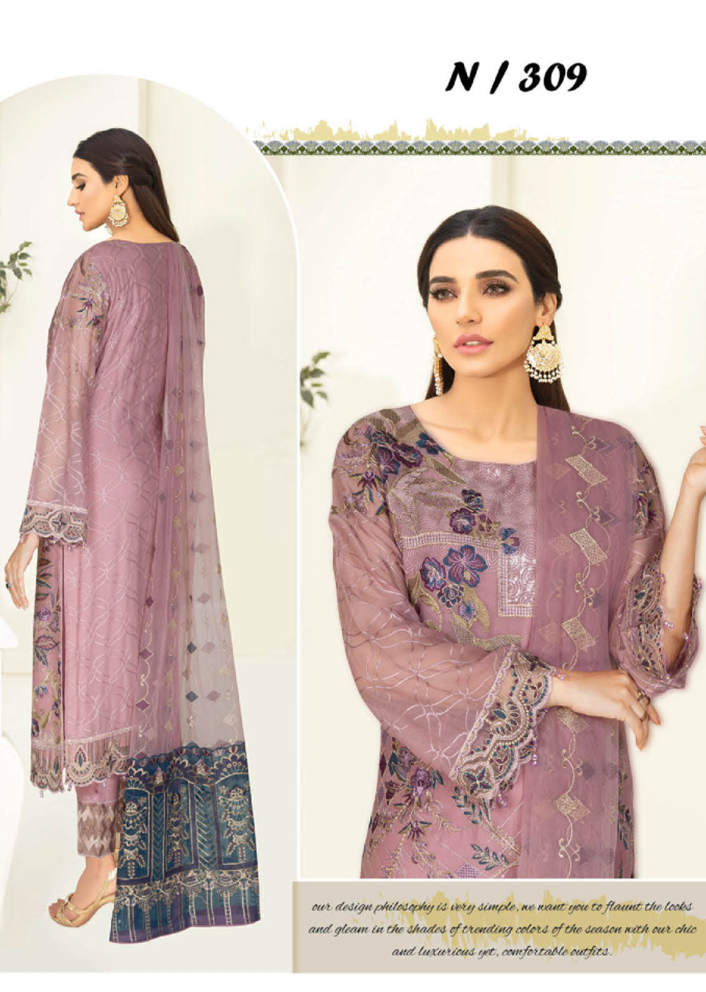 N-1309 - Nayab Weightless Chiffon Collection by Ramsha Vol 03 2023