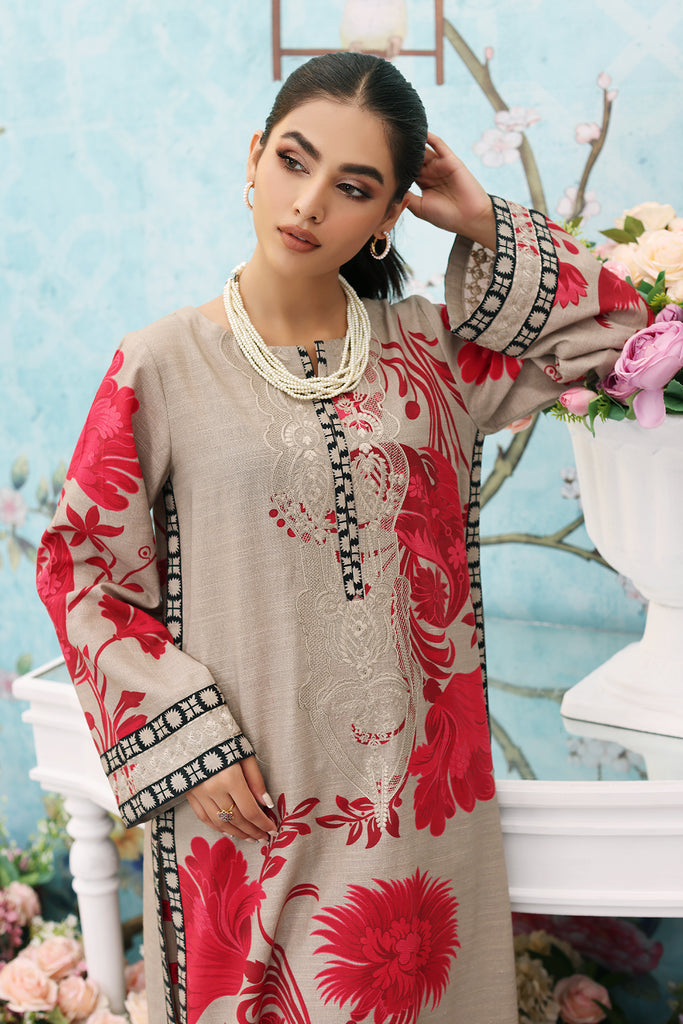 2-Pc Charizma Unstitched winter Collection Embroidered Khaddar Shirt with Khaddar Trouser BLW3-04