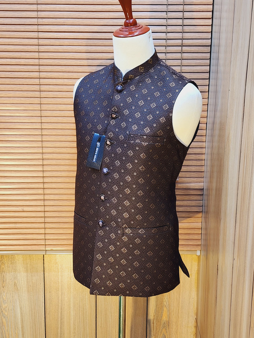 Men's D Brown Embroidered Waistcoat