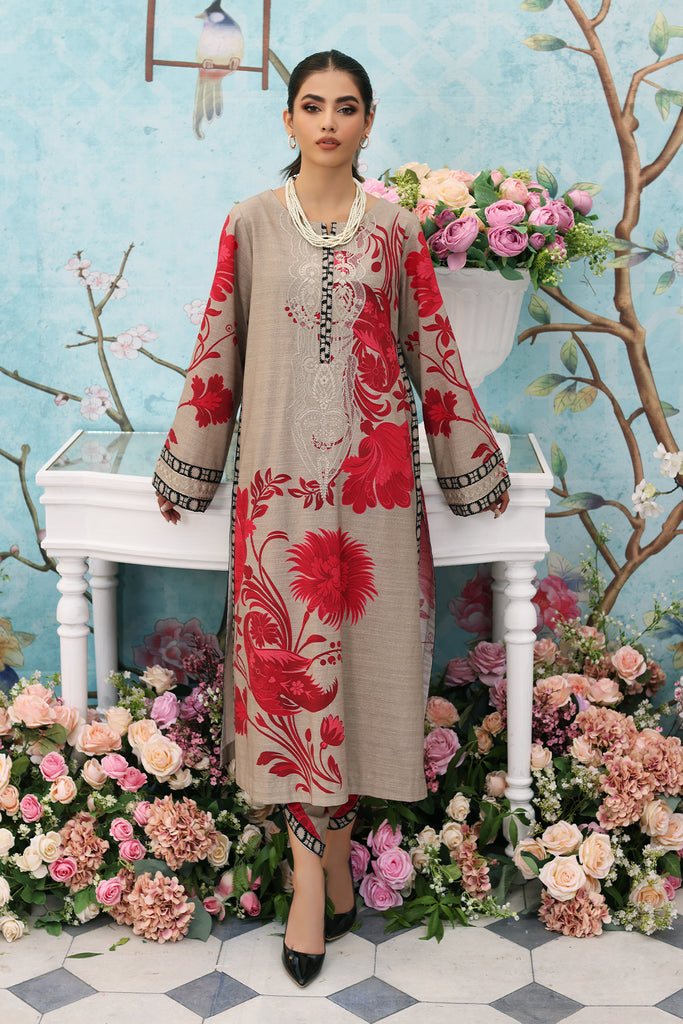 2-Pc Charizma Unstitched winter Collection Embroidered Khaddar Shirt with Khaddar Trouser BLW3-04