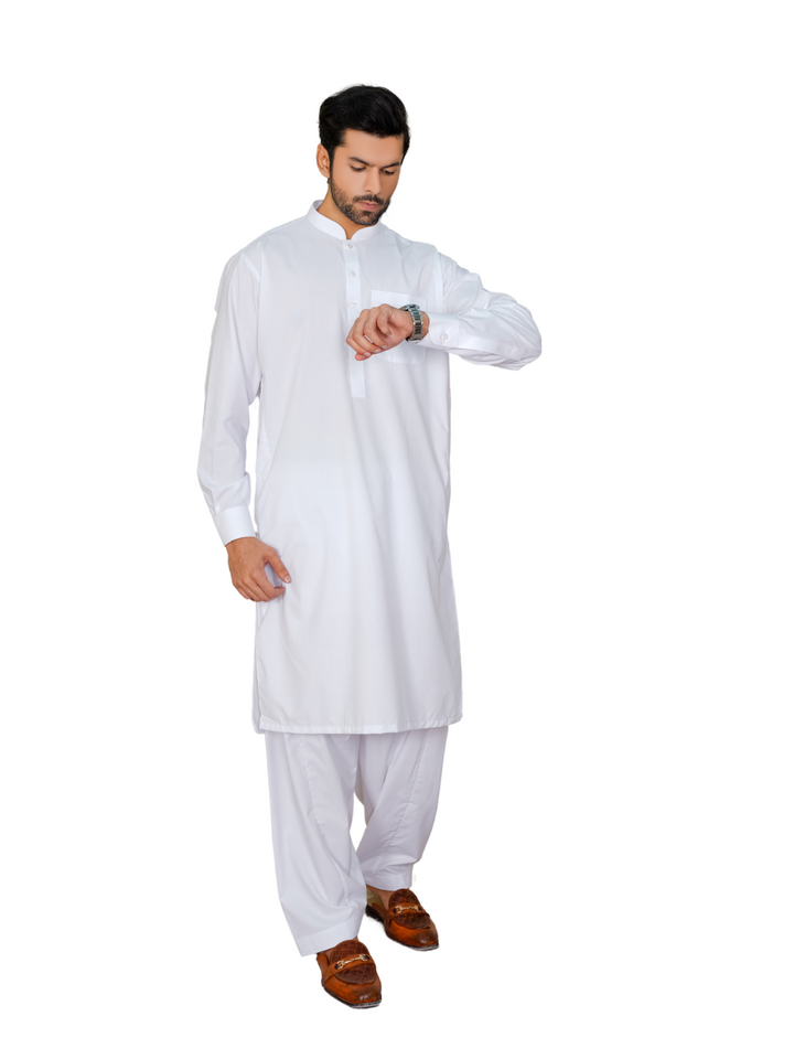 Men's White Shalwar Kameez Ready To Wear