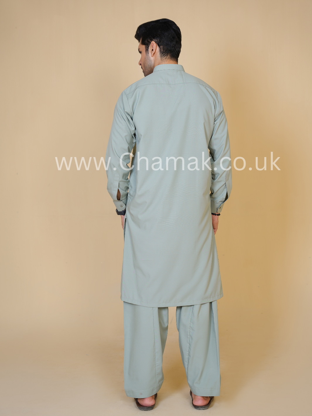 Men's Embroidered Mint Shalwar Kameez D-104