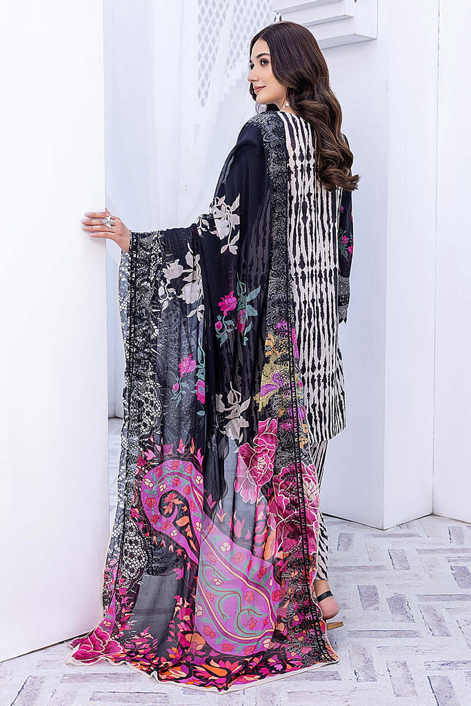 3-Pc Charizma stitched Embroidered Lawn Shirt With Embroidered Chiffon Dupatta BWS23-06