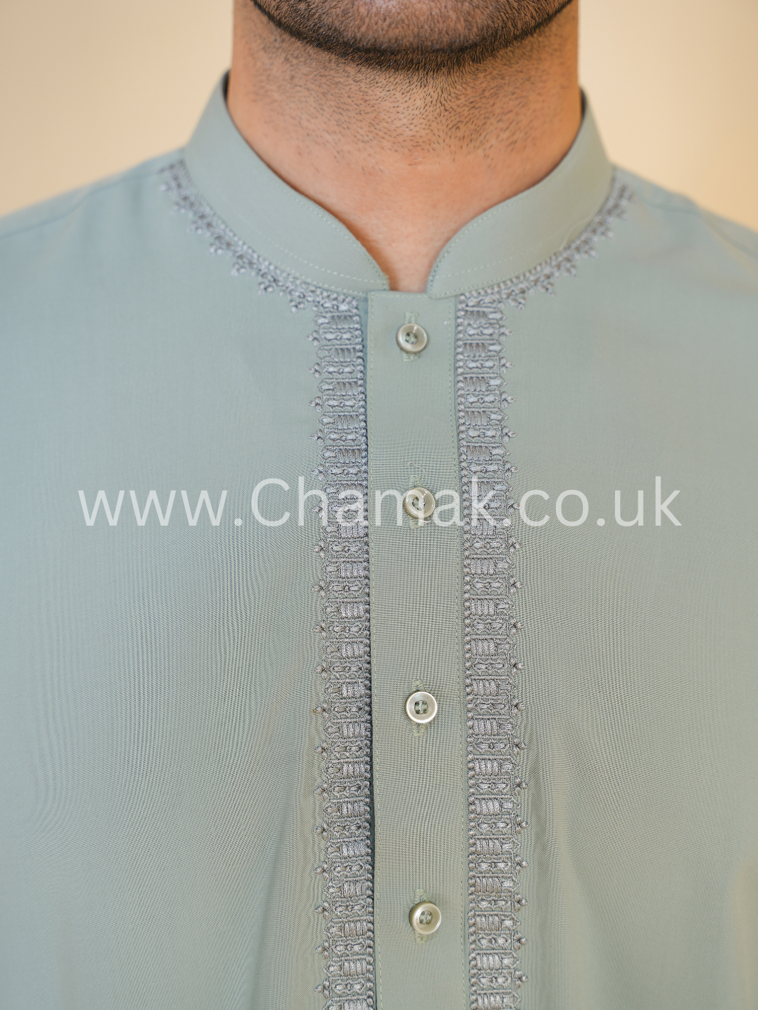 Men's Embroidered Mint Shalwar Kameez D-104