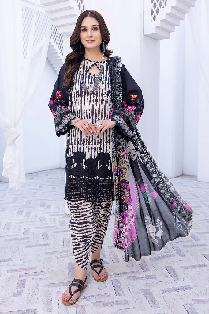 3-Pc Charizma stitched Embroidered Lawn Shirt With Embroidered Chiffon Dupatta BWS23-06