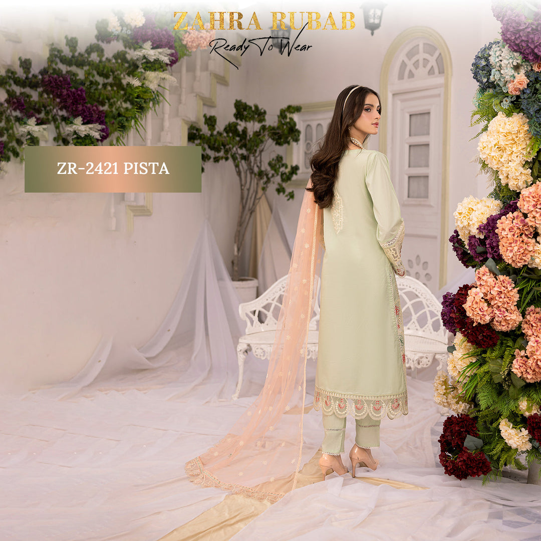 ZAHRA RUBAB 3 PIECE READYMADE CHIKAN KAARI ZR-2421