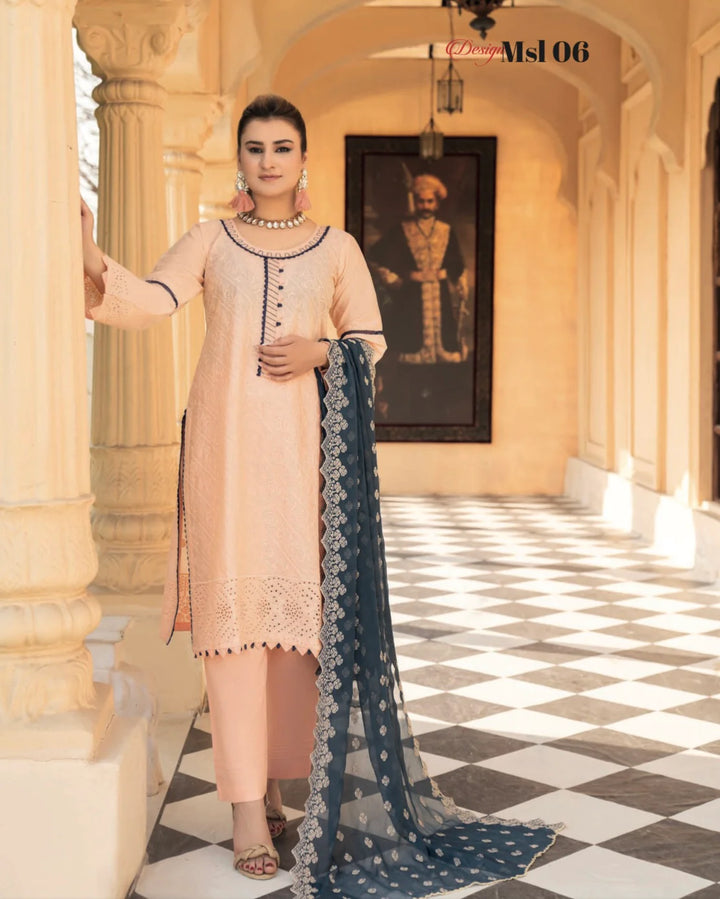 MUNIRA | EMBROIDERED LAWN READY TO WEAR MSL Pink