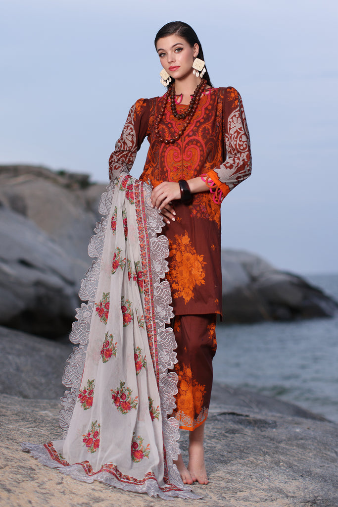 Charizma Printed Lawn Shirt with Embroidered Chiffon Dupatta PM4-15