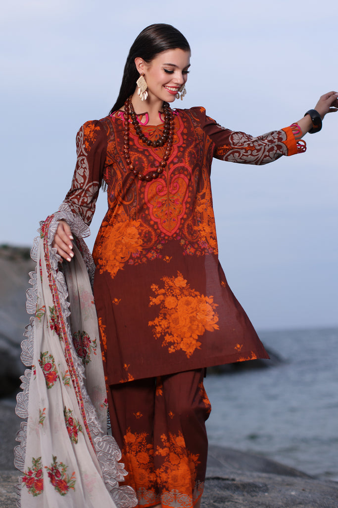 Charizma Printed Lawn Shirt with Embroidered Chiffon Dupatta PM4-15