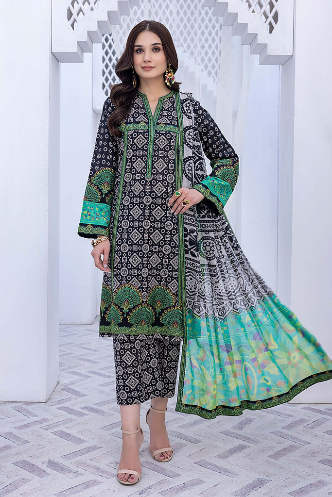 3-Pc Charizma stitched Embroidered Lawn Shirt With Embroidered Chiffon Dupatta BWS23-08