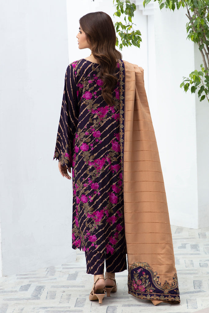 3-PC Unstit. Printed Staple Shirt with E.Wool Shawl CPMW3-12