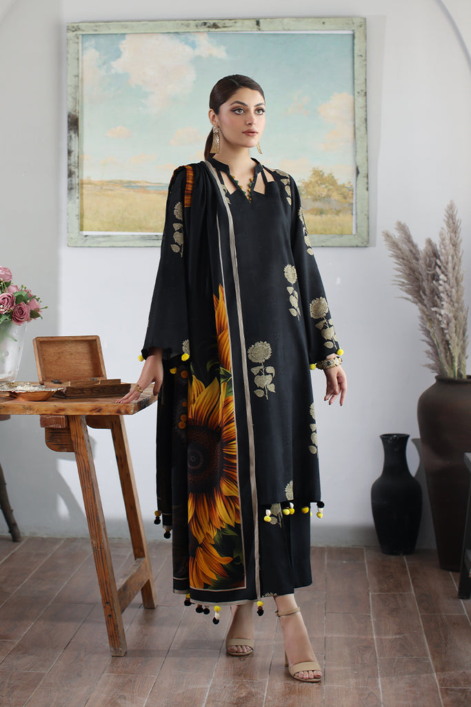 3-Pc Charizma Unstit. Linen with Printed Wool Shawl CPW3-16