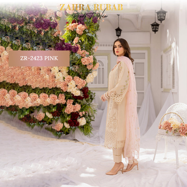 ZAHRA RUBAB 3 PIECE READYMADE CHIKAN KAARI ZR-2423