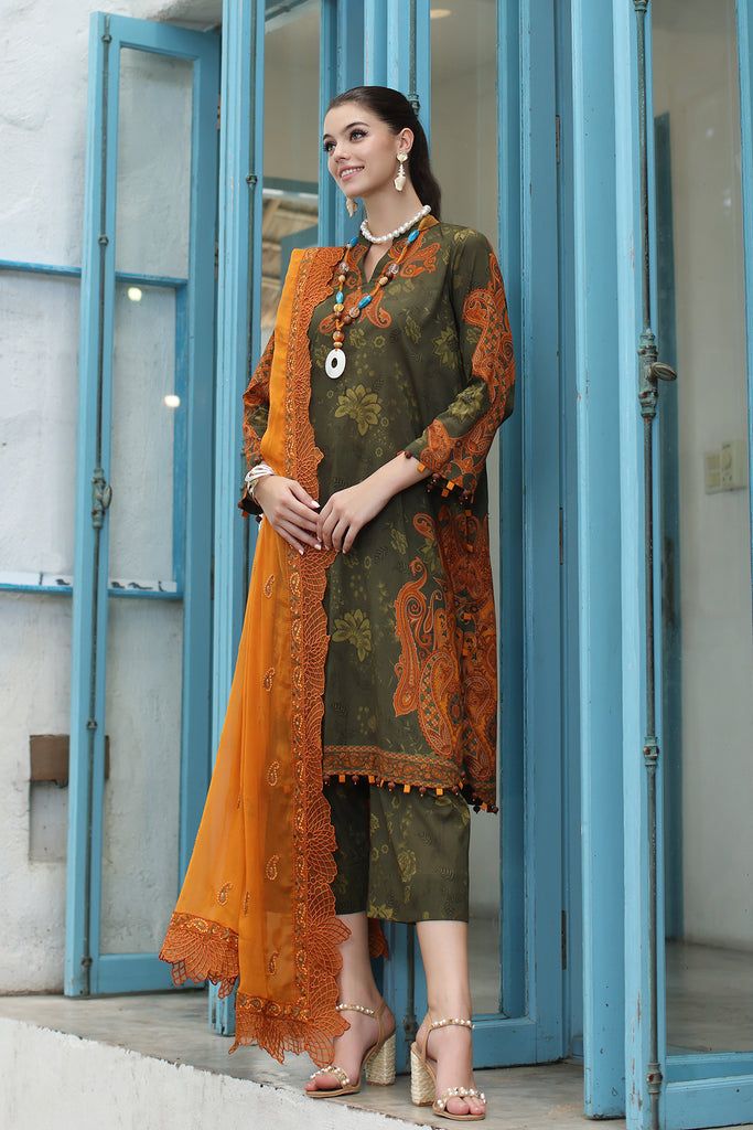 CHARIZMA - 3 PIECE READYMADE PRINTED LAWN SHIRT WITH EMBROIDERED CHIFFON DUPATTA PM4-17