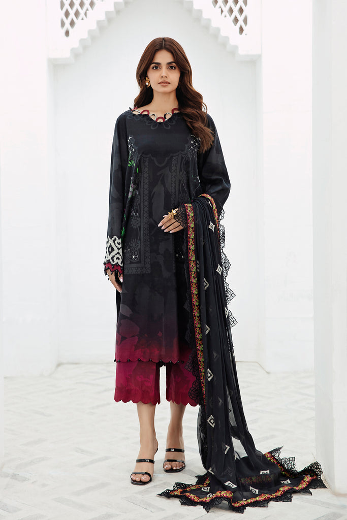 CHARIZMA - 3 PIECE READYMADE  Printed Lawn Shirt with Embroidered Chiffon Dupatta PM4-16