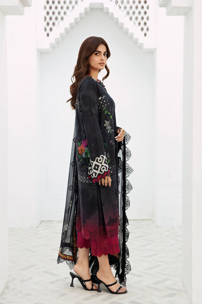 CHARIZMA - 3 PIECE READYMADE  Printed Lawn Shirt with Embroidered Chiffon Dupatta PM4-16