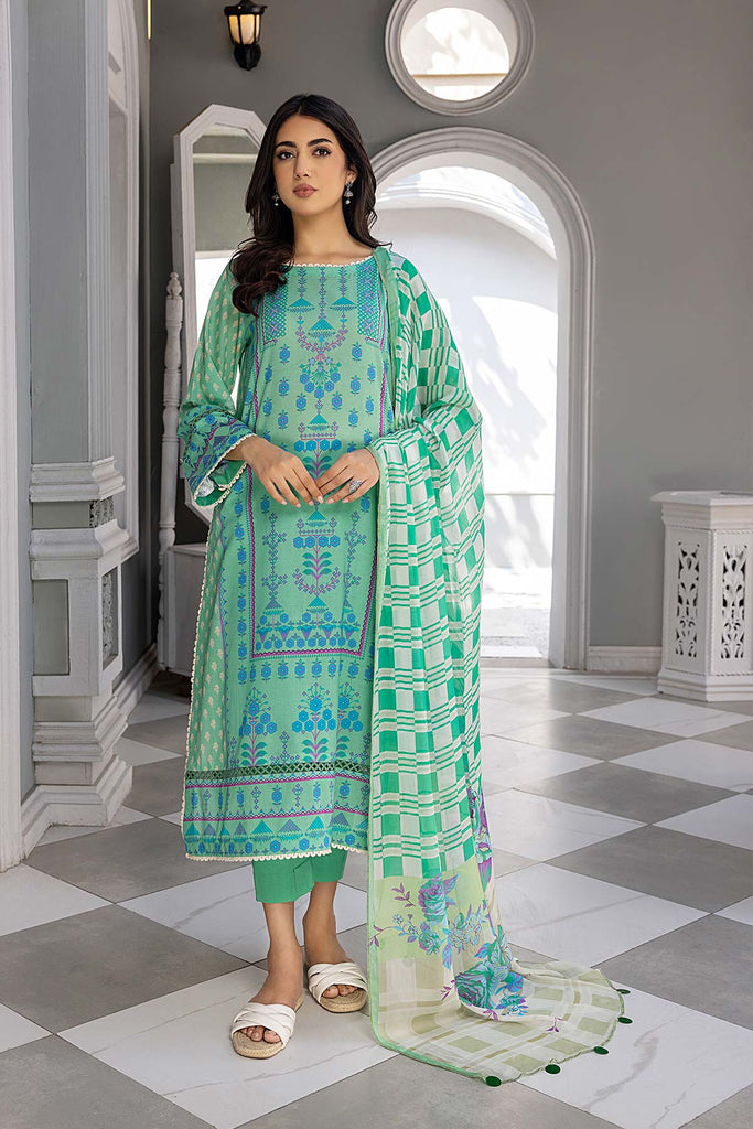 3-Pc Charizma Printed Lawn With Chiffon Dupatta CP23-26