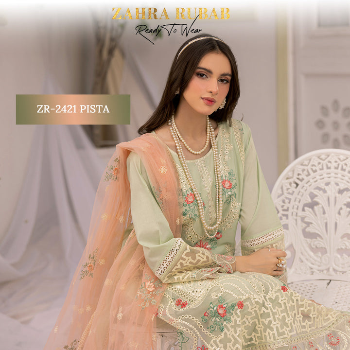 ZAHRA RUBAB 3 PIECE READYMADE CHIKAN KAARI ZR-2421