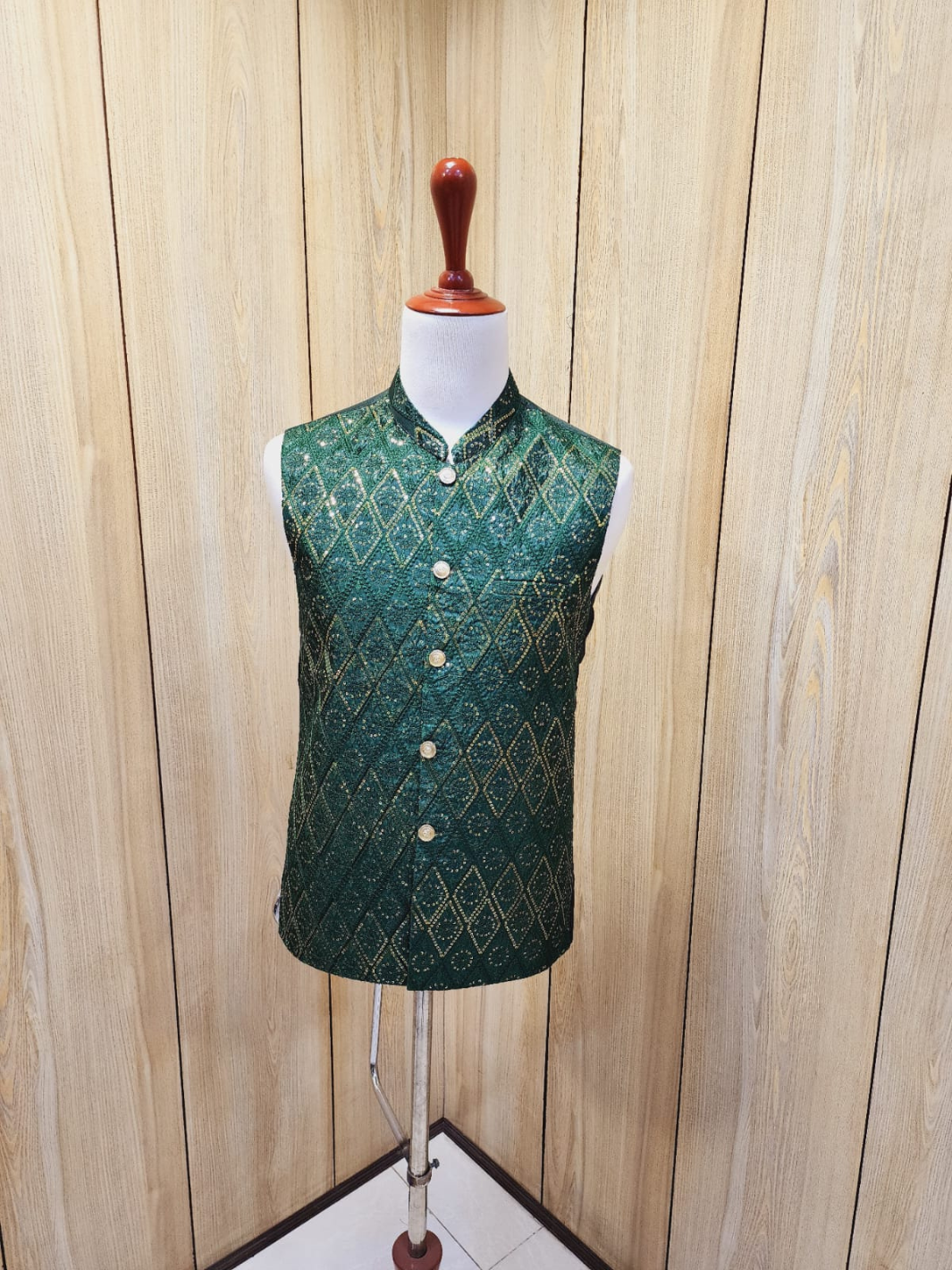 Men's Green Fancy Waistcoat