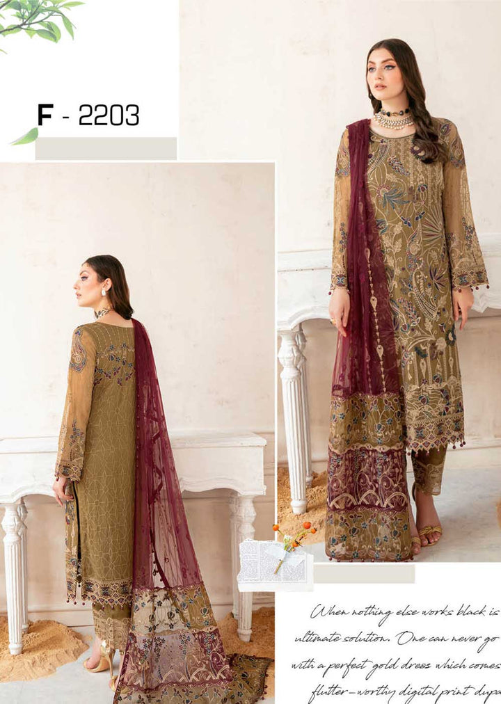 F-2203 - stitched - Chiffon Collection by Ramsha Vol 22