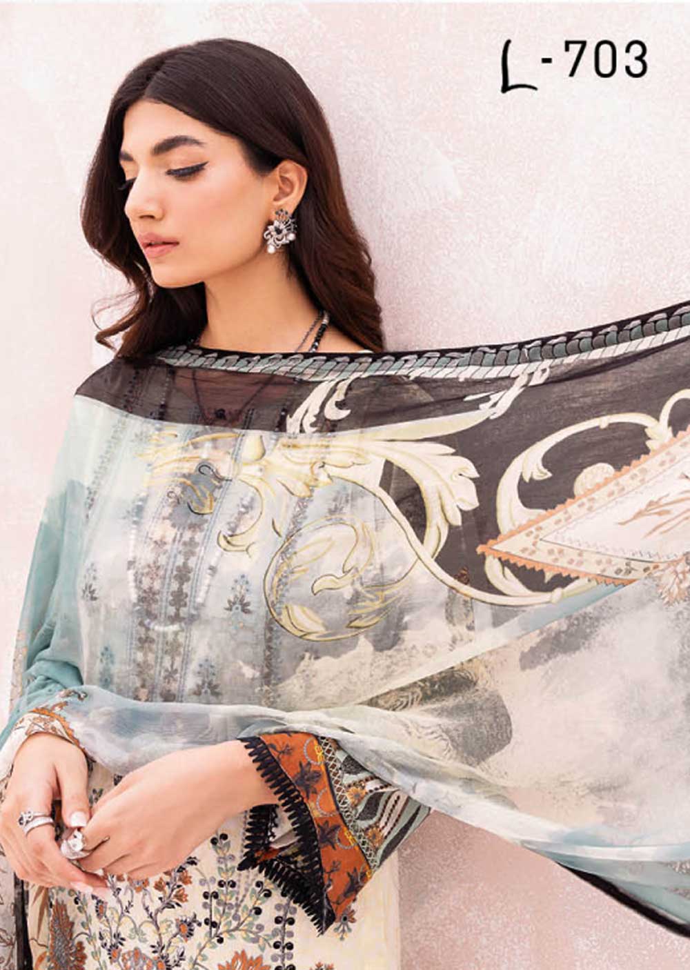 L-703-R - Readymade - Ramsha Mashaal Luxury Lawn Vol 07 2023