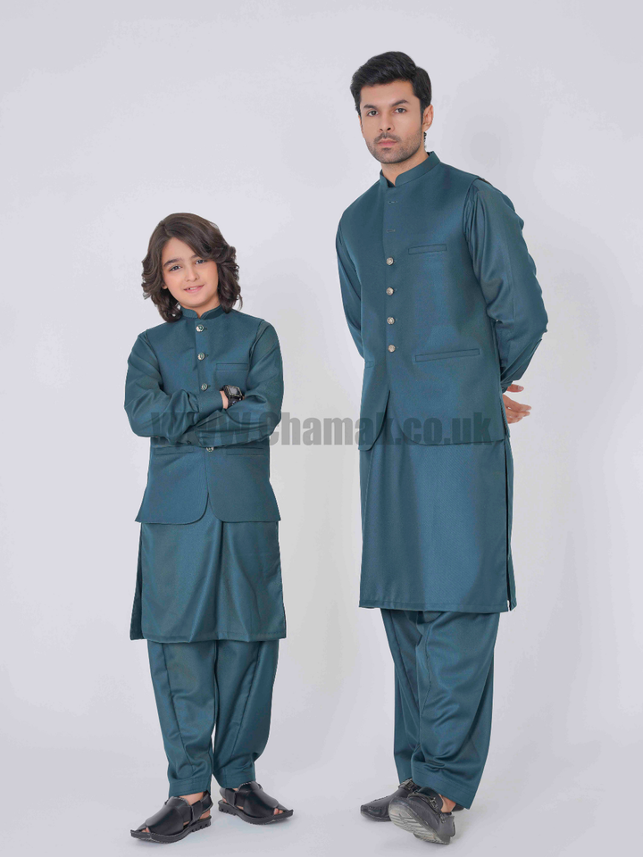 Men's & Boys WaistCoat & Kameez Shalwar Sets MZ-204