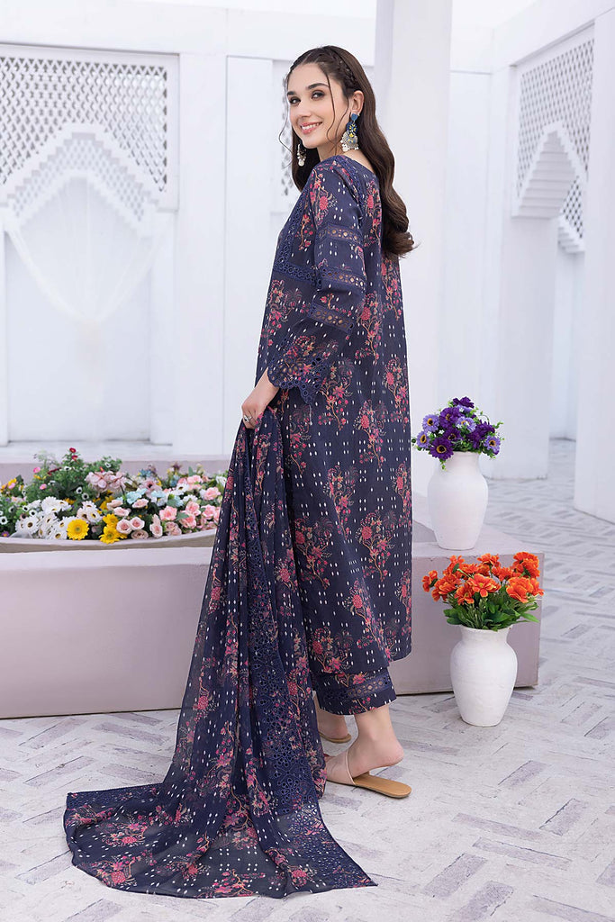 Charizma 3-Pc stitched Printed Embroidered Lawn Suit With Embroidered Chiffon Dupatta CRB23-16