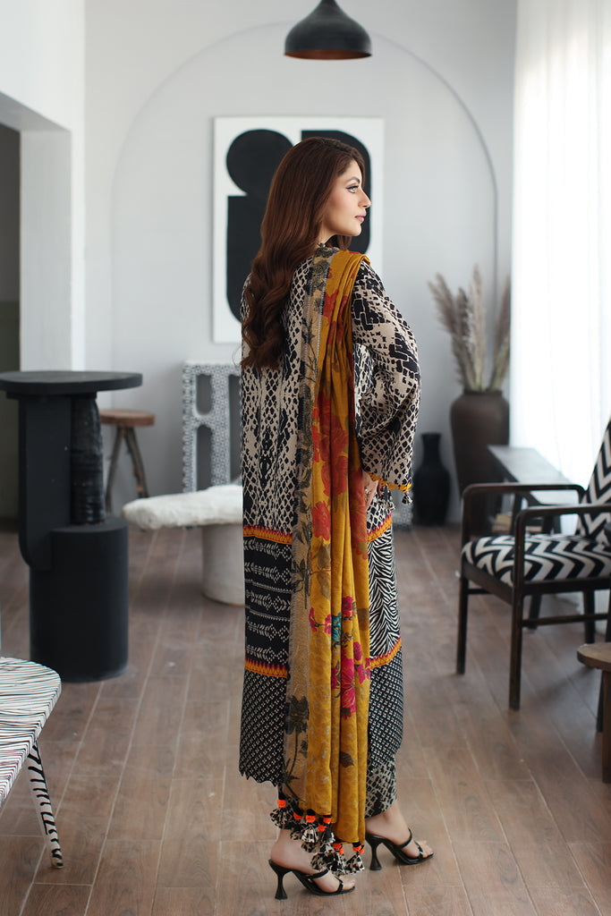 3-Pc Charizma Unstit. Linen with Printed Wool Shawl CPW3-11