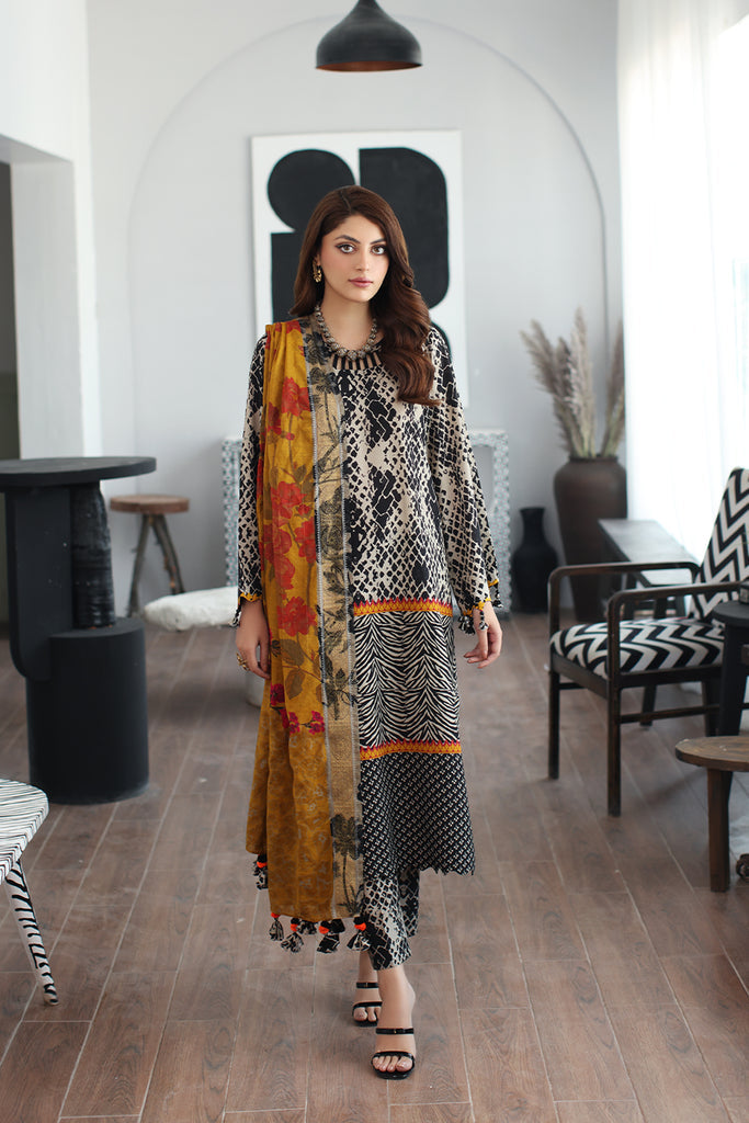 3-Pc Charizma Unstit. Linen with Printed Wool Shawl CPW3-11