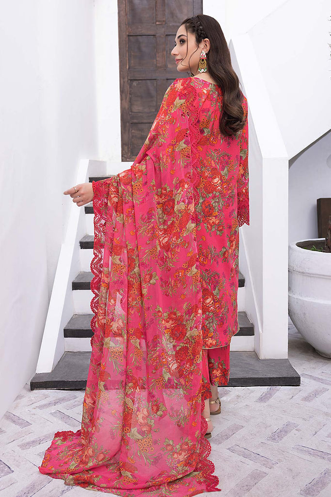 Charizma 3-Pc stitched Printed Embroidered Lawn Suit With Embroidered Chiffon Dupatta CRB23-19