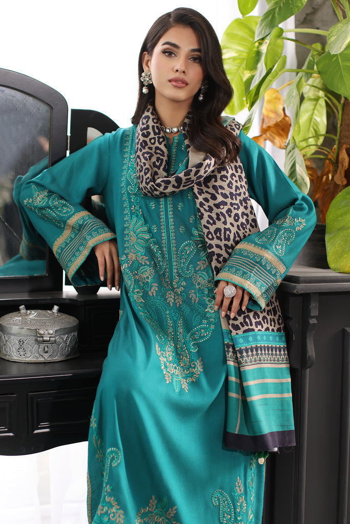 Charizma Embroidered Leather & Wool Shawl PS3-16