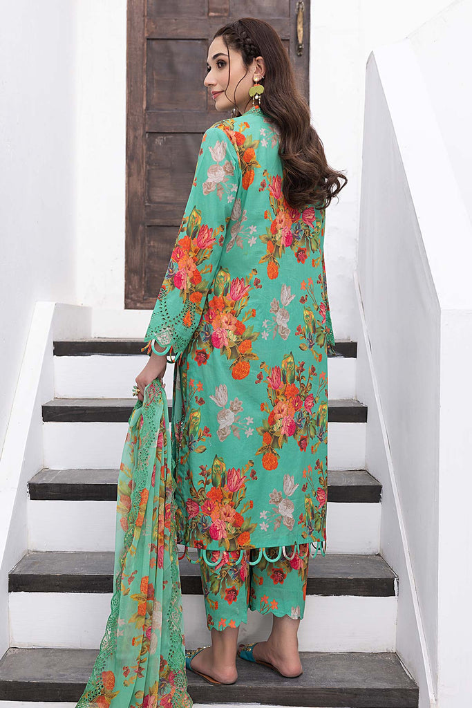 Charizma 3-Pc stitched Printed Embroidered Lawn Suit With Embroidered Chiffon Dupatta CRB23-15