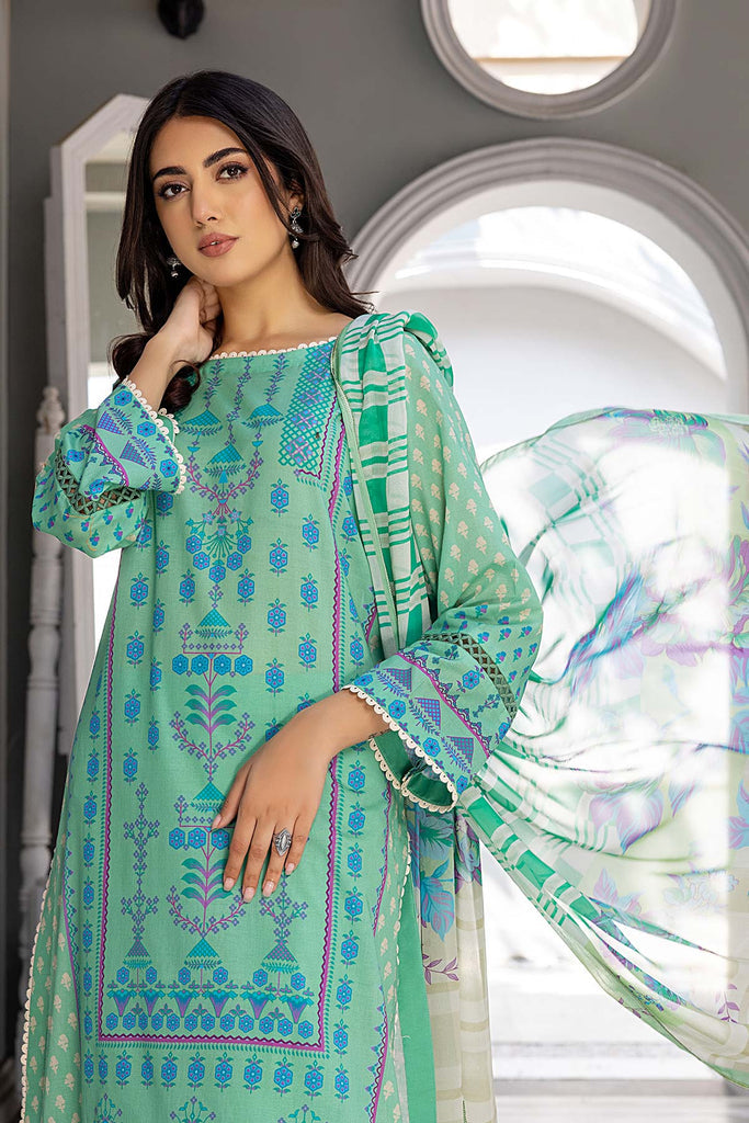 3-Pc Charizma Printed Lawn With Chiffon Dupatta CP23-26