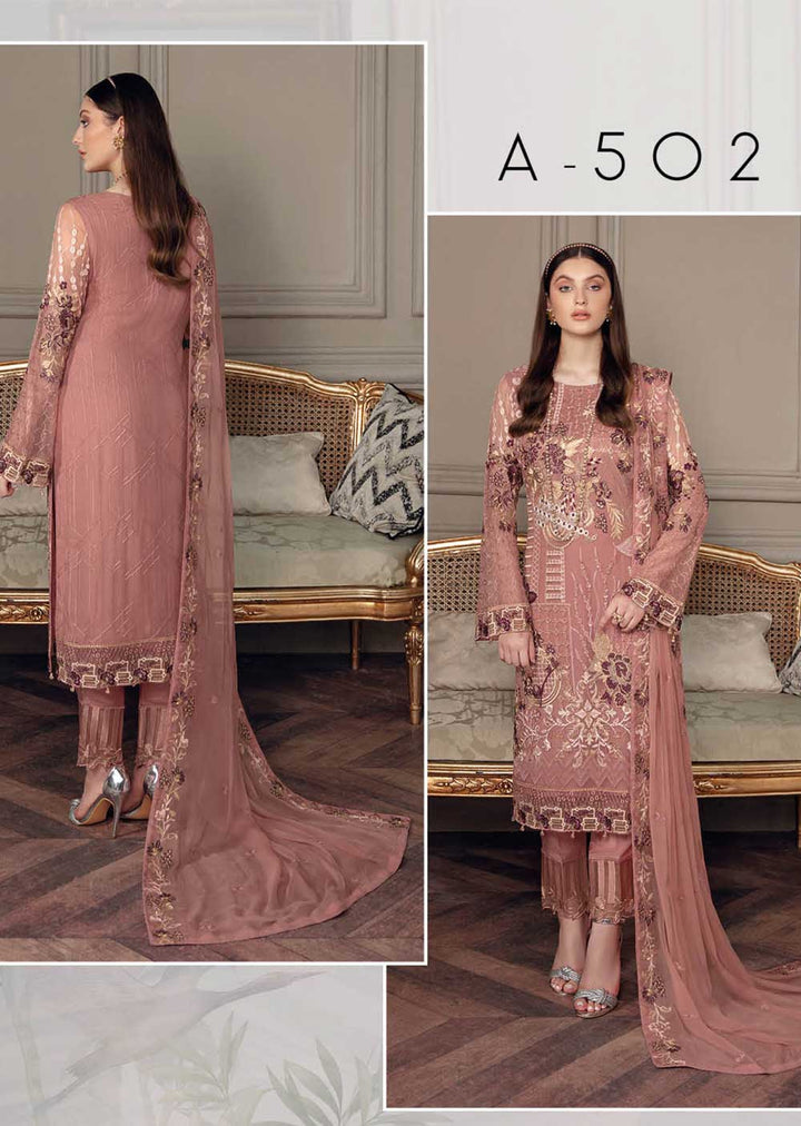 Ramsha 2022 A-502-R Chevron Chiffon Collection