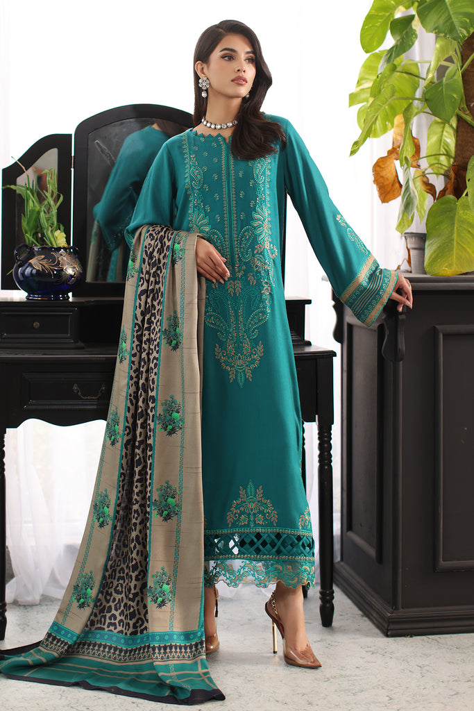 Charizma Embroidered Leather & Wool Shawl PS3-16