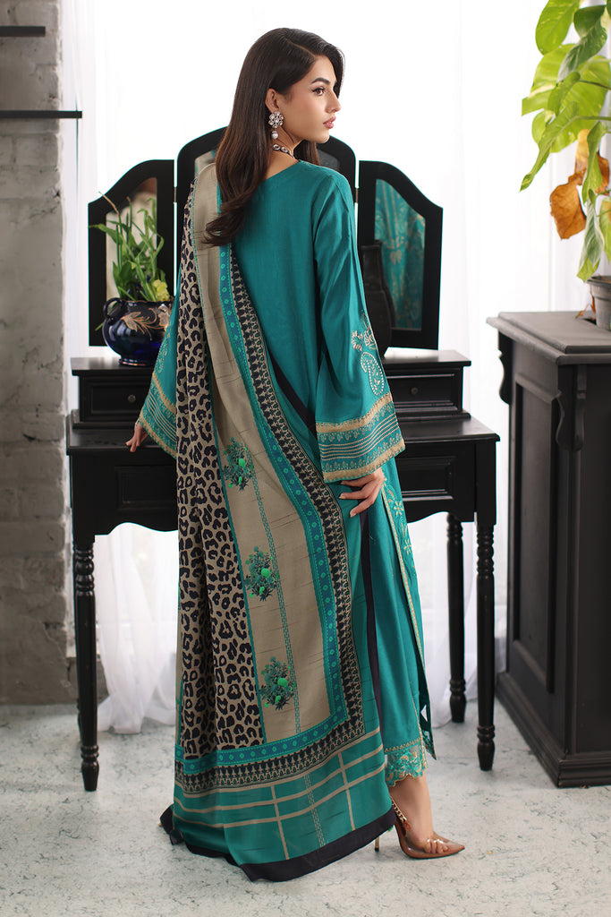 Charizma Embroidered Leather & Wool Shawl PS3-16