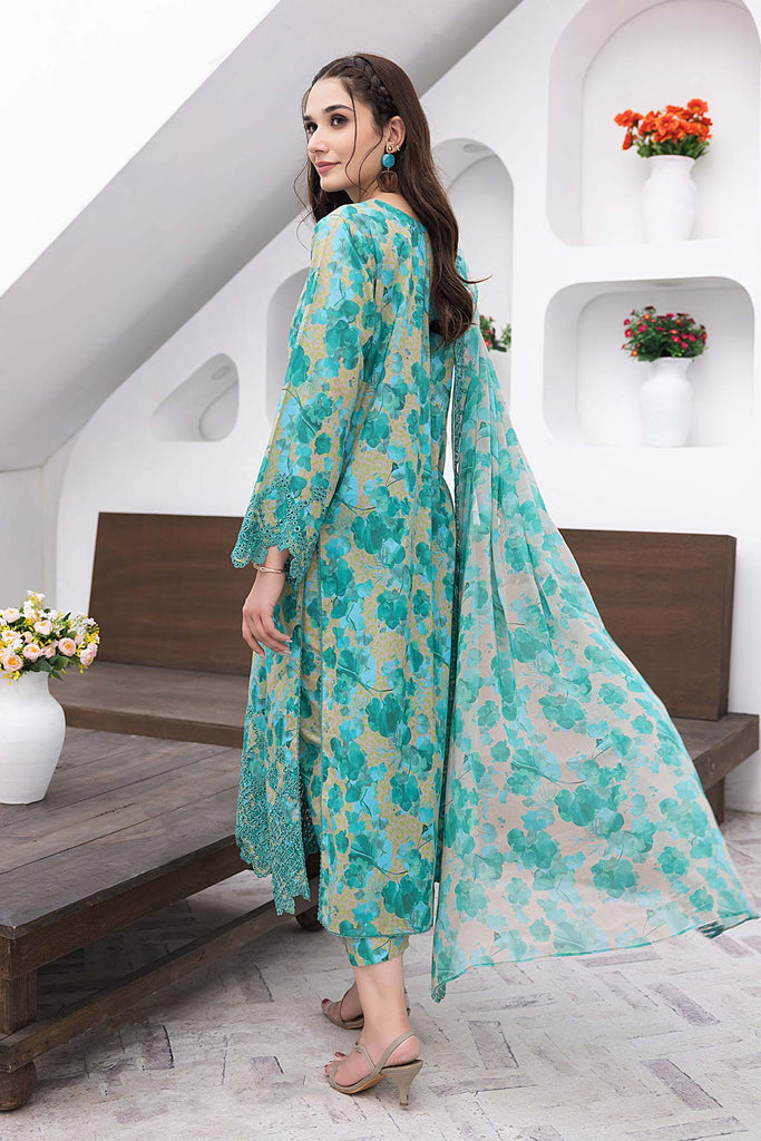 Charizma 3-Pc stitched Printed Embroidered Lawn Suit With Embroidered Chiffon Dupatta CRB23-21