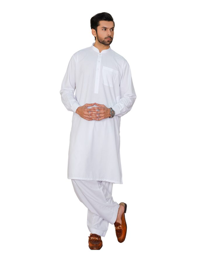 Men's White Shalwar Kameez Ready To Wear